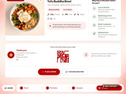 Easypick final recommendation screen with QR code order confirmation