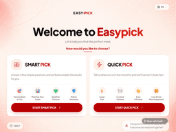 Easypick welcome screen with Smart Pick and Quick Pick mode cards
